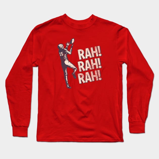 Vintage Football, Rah! Rah! Rah! Worn Long Sleeve T-Shirt by Wright Art